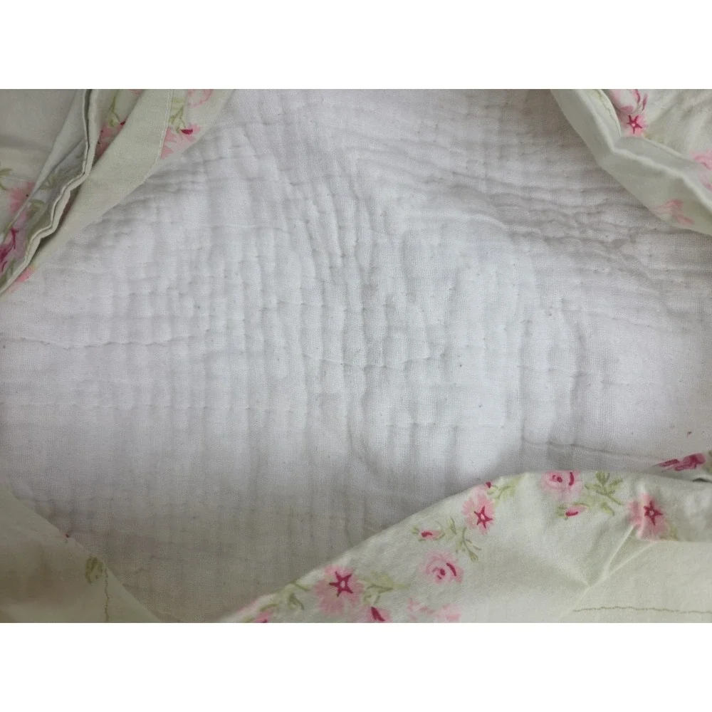 1 Simply Shabby Chic Lady Rose Green Quilted‎ Pillowcase Ruffle Cotton Cottage